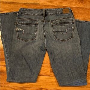 American Eagle Skinny Kick Blue Jeans with Sequin Detail
